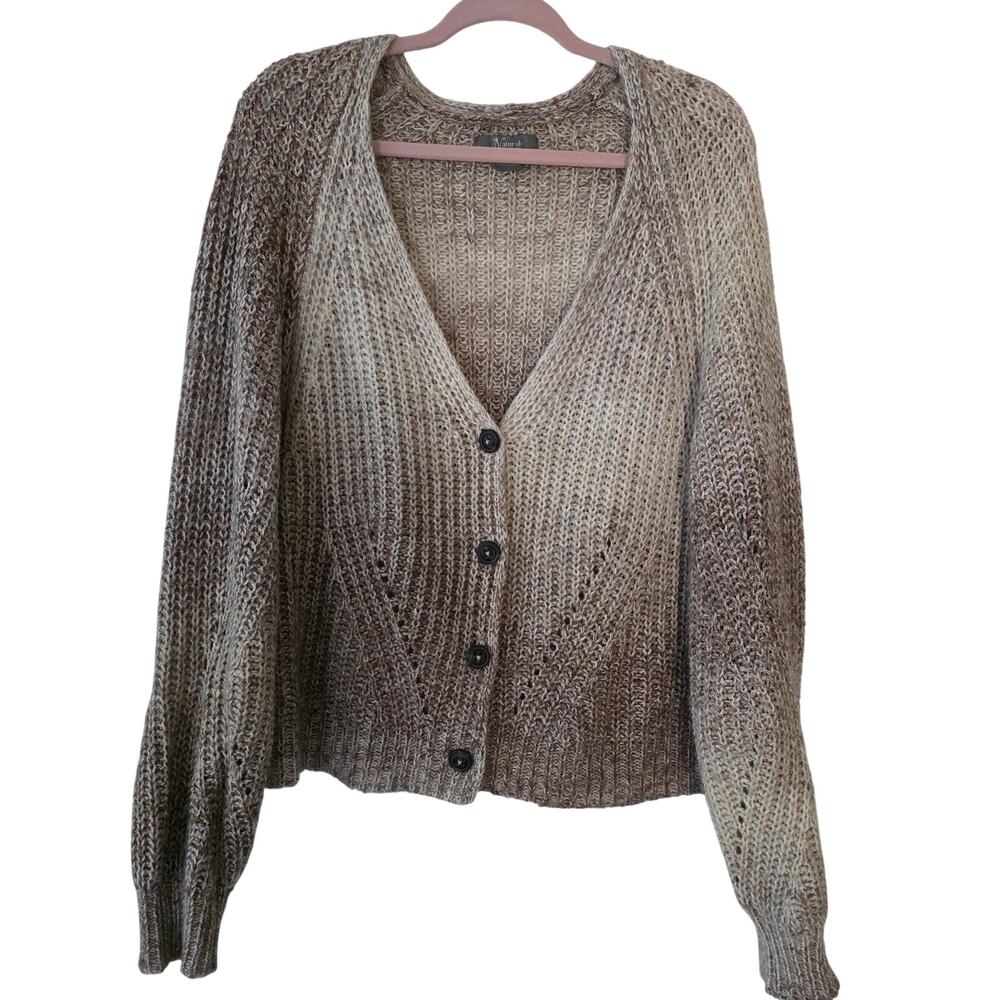 Natural Reflections Chunky Knit Brown Sweater Cardigan Women's Size XL